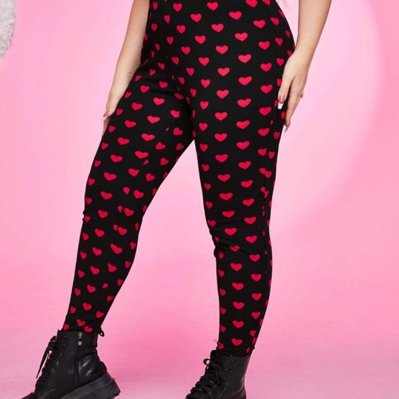 NEW 1X Heart Print Leggings - Picture 5 of 5